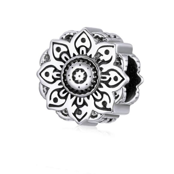 925 Sterling Silver Lotus Charm - Picture 1 of 6